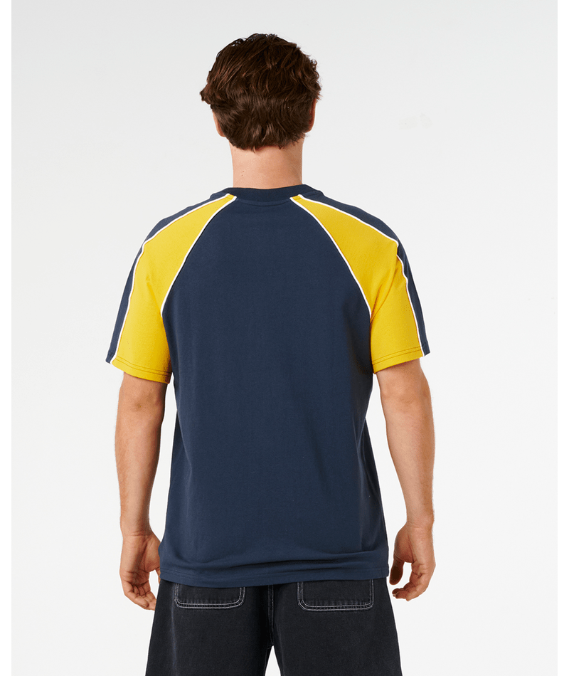 Rip Curl Panel Beater Tee in NAVY/YELLOW