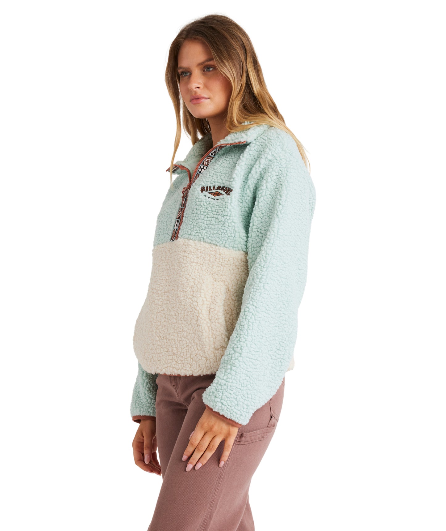 Billabong Horizon Mock Neck Colorblock in BLUE HAZE