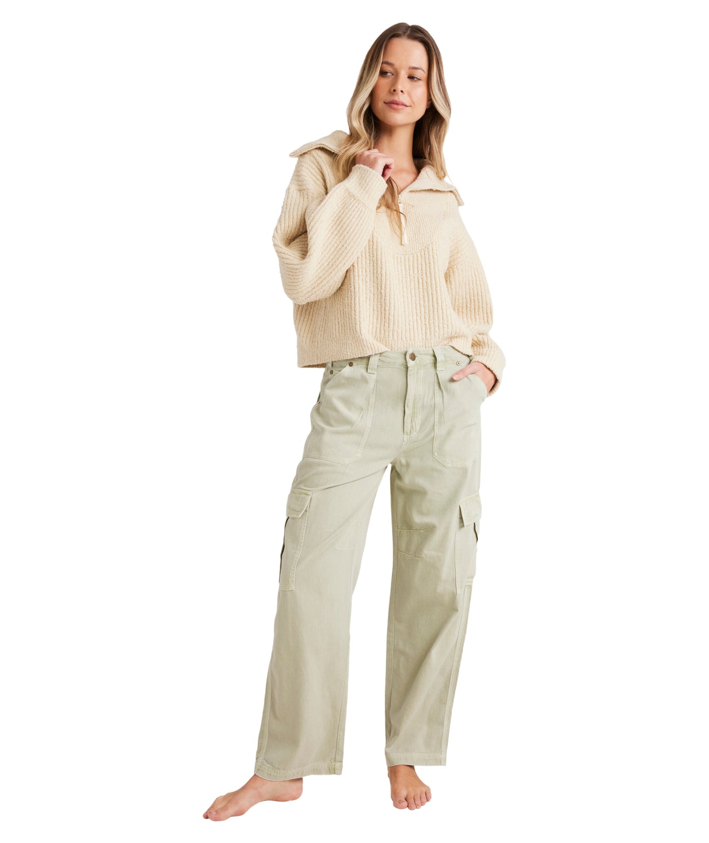 Billabong Zippy Loo Sweater in WHITE SAND
