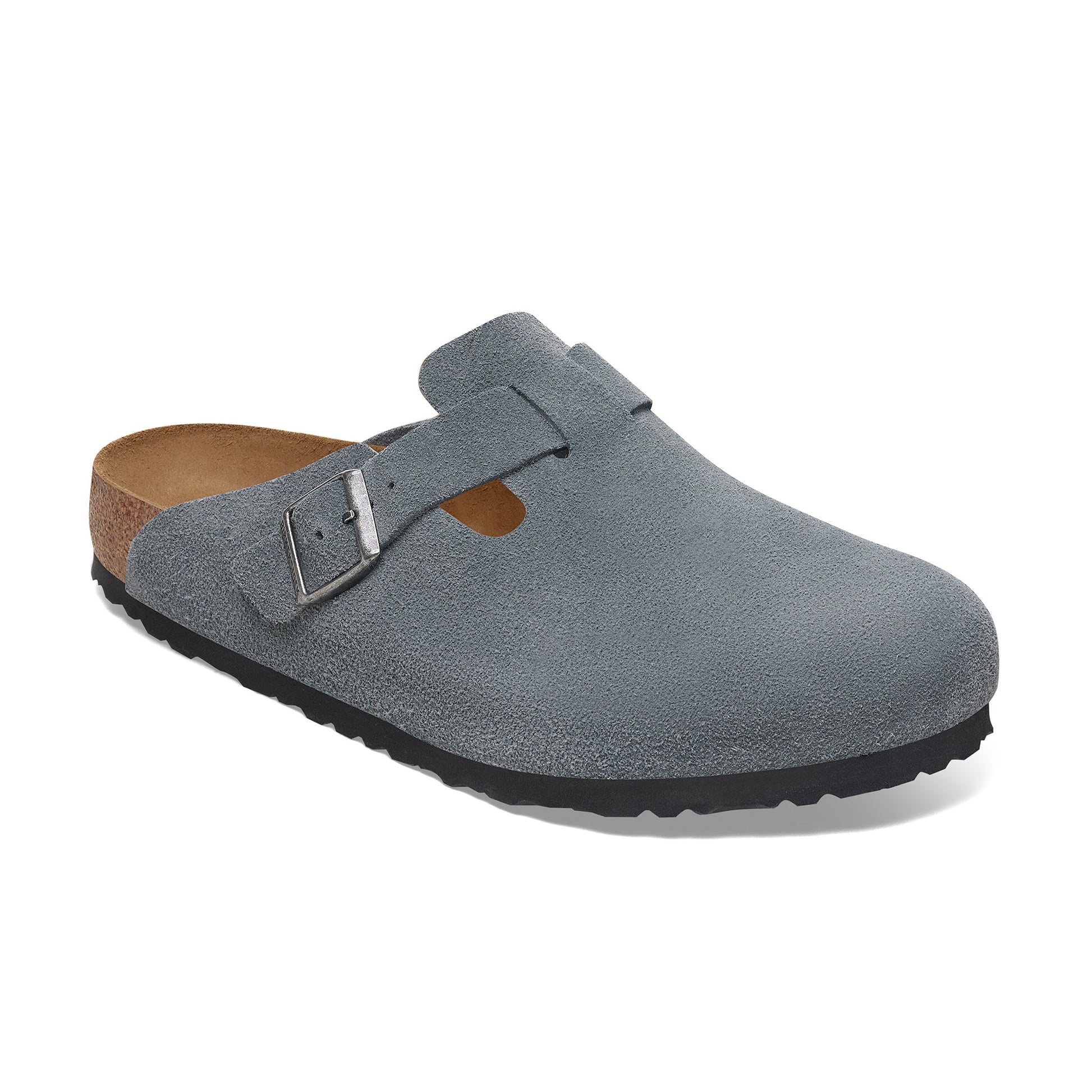 Birkenstock Boston Sfb Basalt Grey Suede Leather Regular in Boston Sfb Basalt
