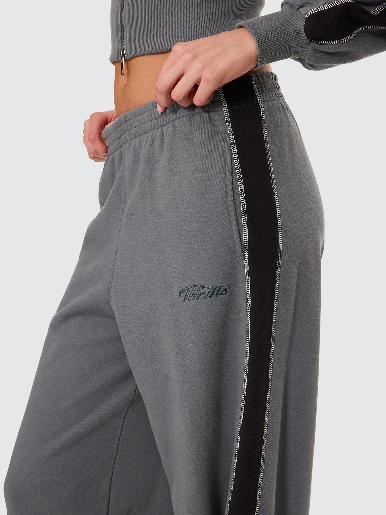 Thrills Co Division 011 Panelled Track Pant - Petrol in Petrol