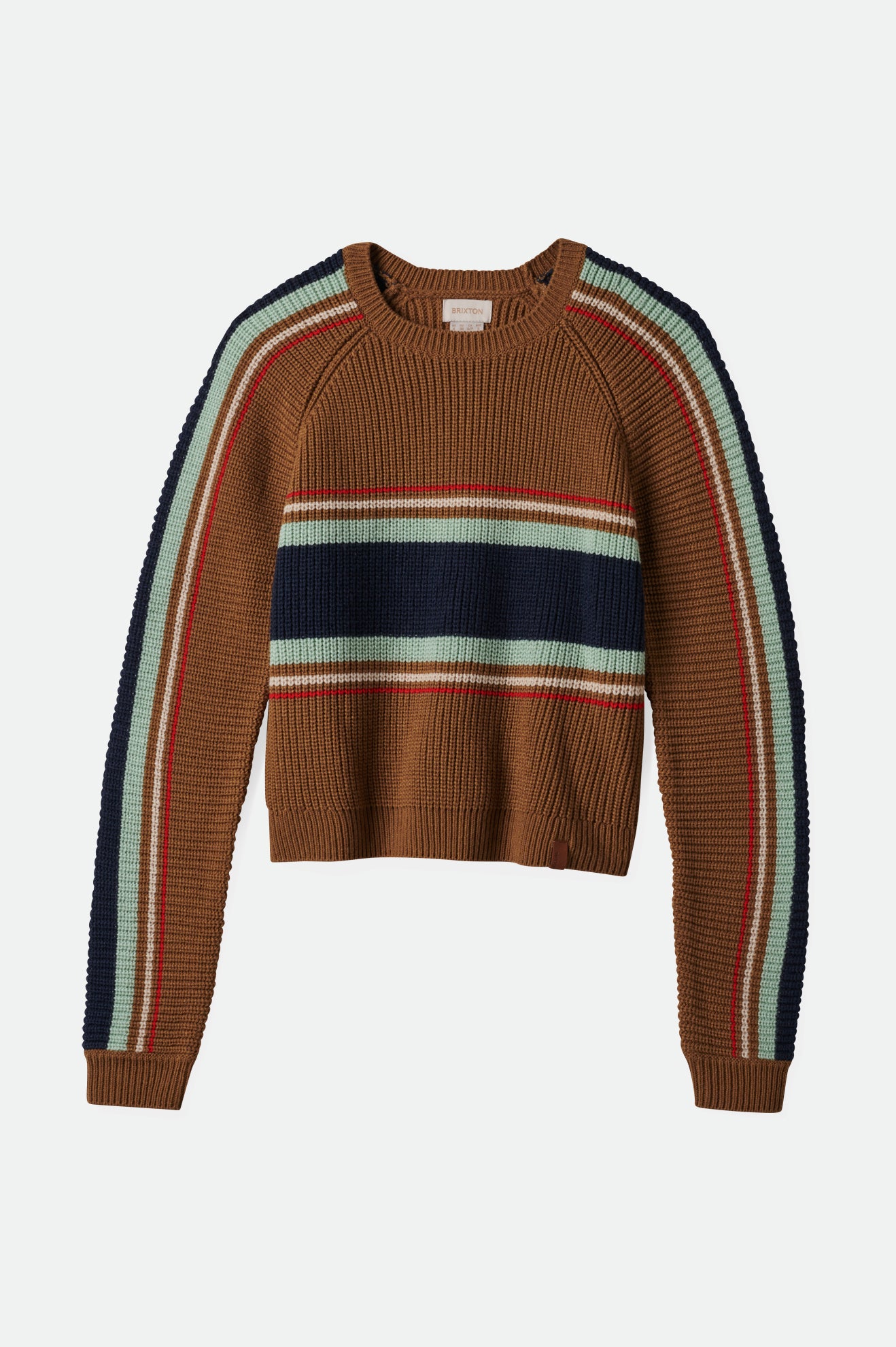 Brixton Racing Stripe Crew Sweater in WASHED COPPER