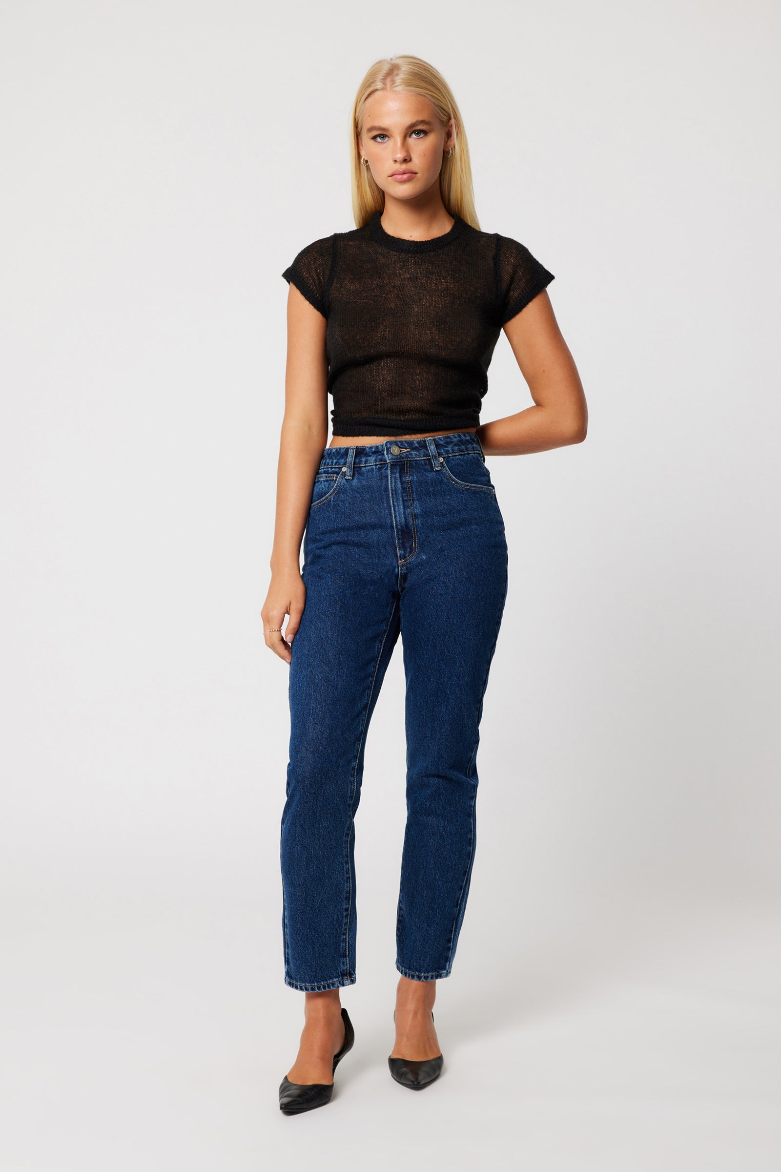 Abrand Jeans 00 Baby Knit Tee in BLACK