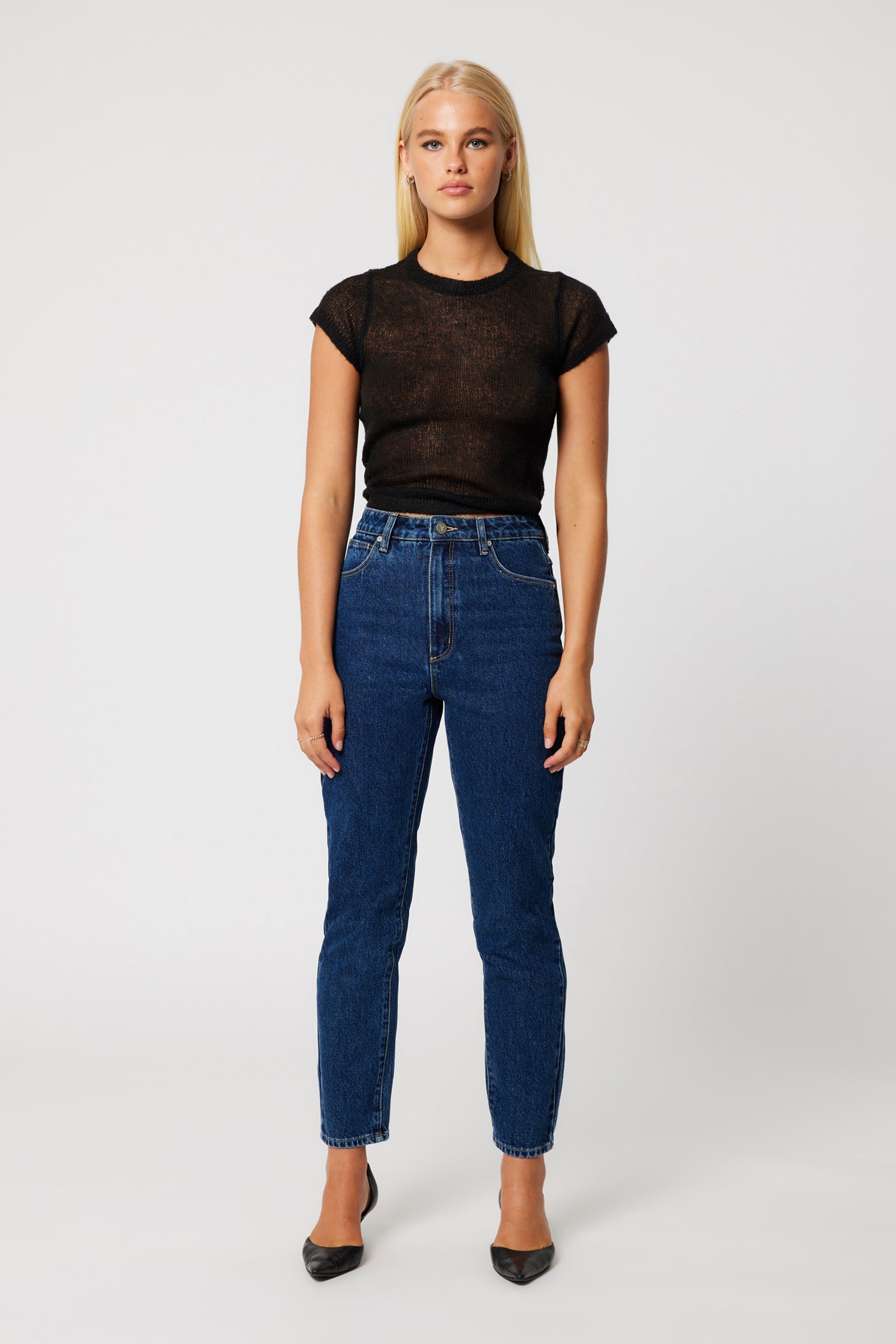 Abrand Jeans 00 Baby Knit Tee in BLACK