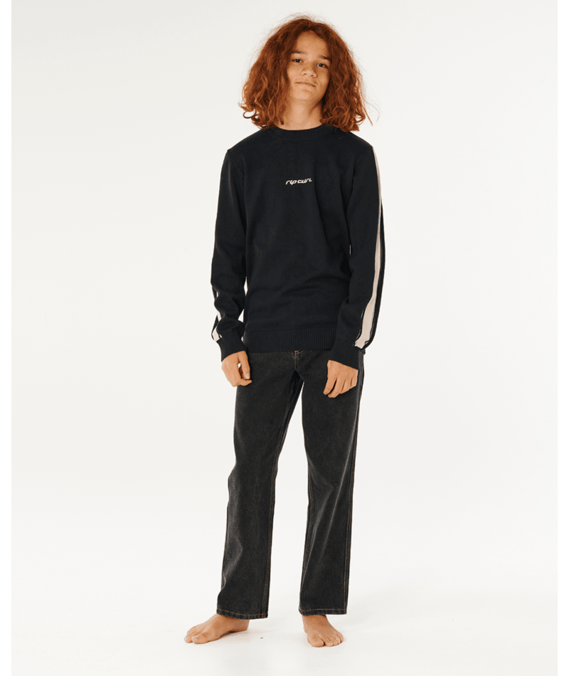 Rip Curl Inner Visions Stripe Knit Crew in BLACK