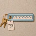Wave Embroidered Keyring | Retro Coastal Keychain | Beach