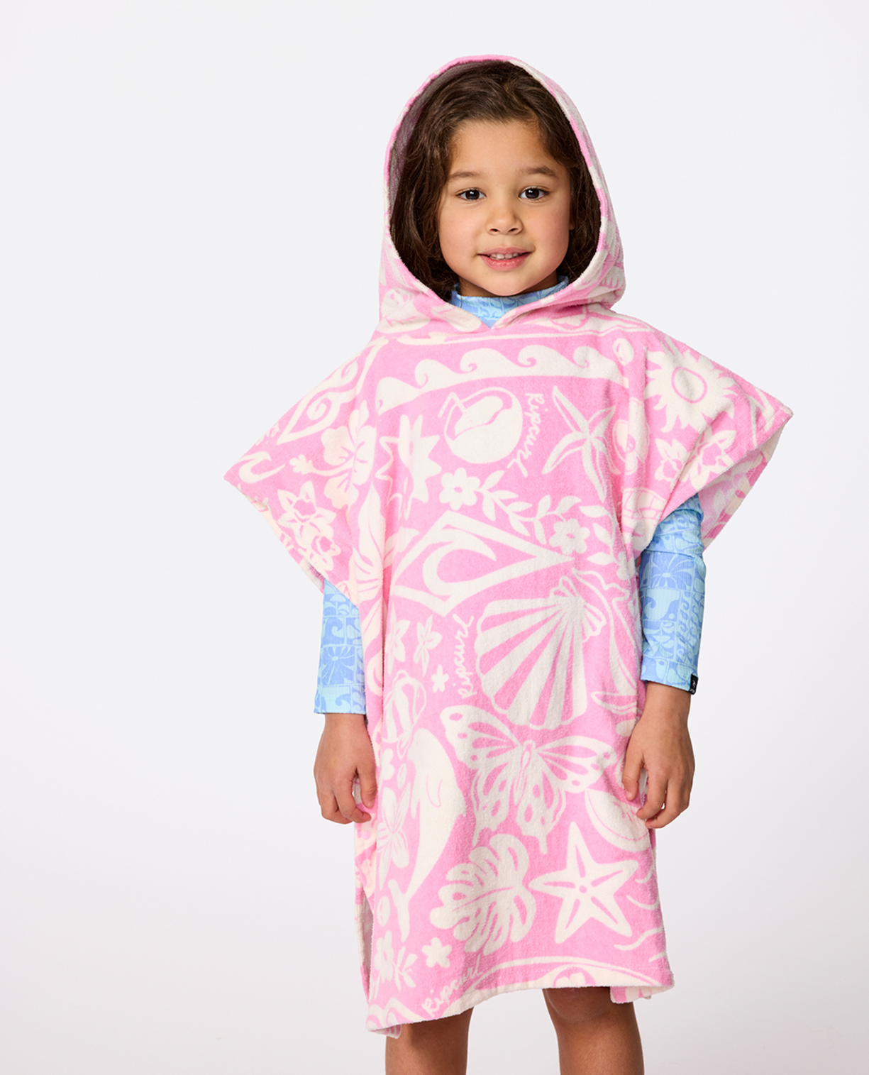 Rip Curl Mixed Snap Hooded Towel-Girl in PINK