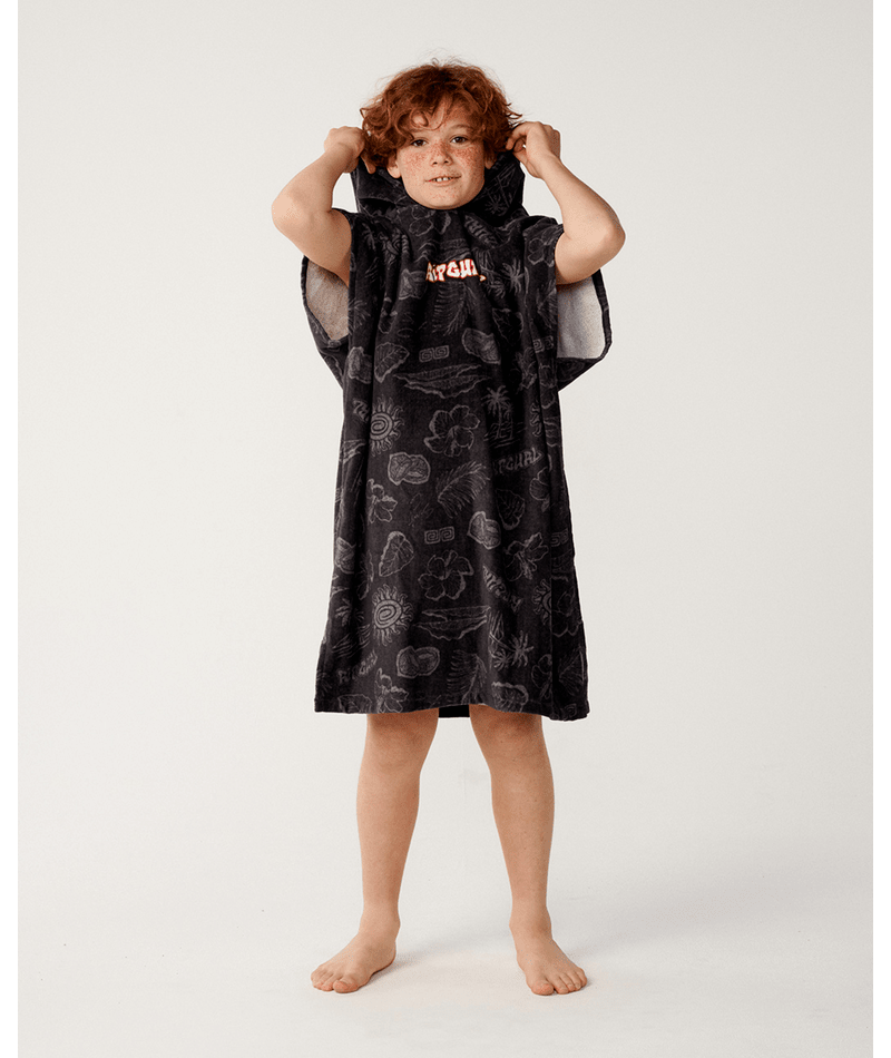 Rip Curl Sessions Hooded Towel - Boy in WASHED BLACK