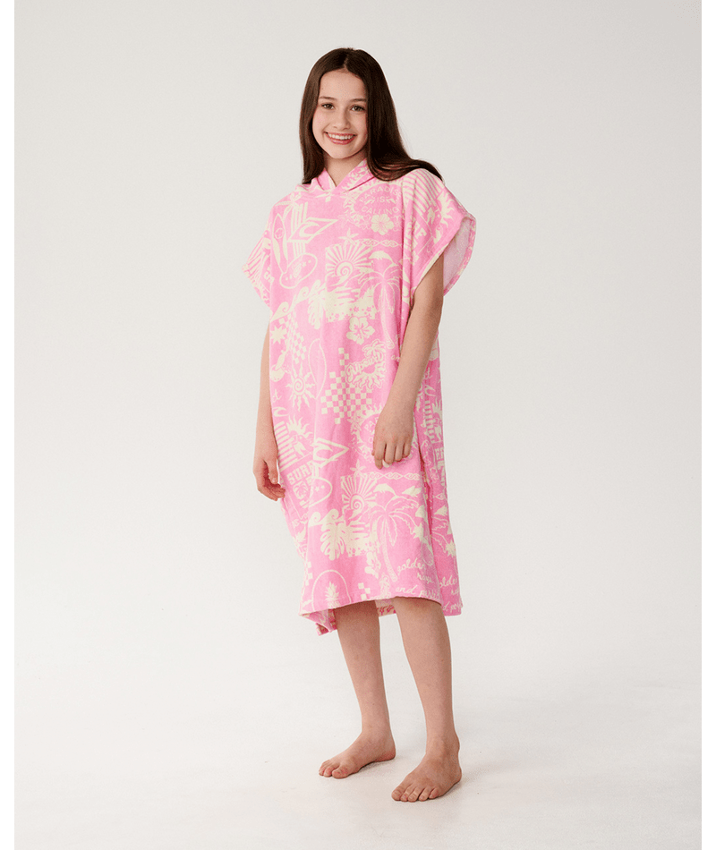 Rip Curl Mixed Hooded Towel-Girl in NATURAL/PINK