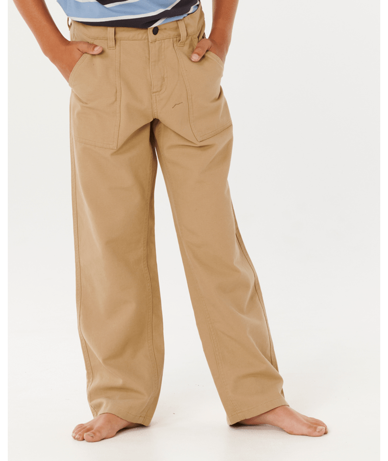Rip Curl Hyped Canvas Pant-Boy in KHAKI SAND