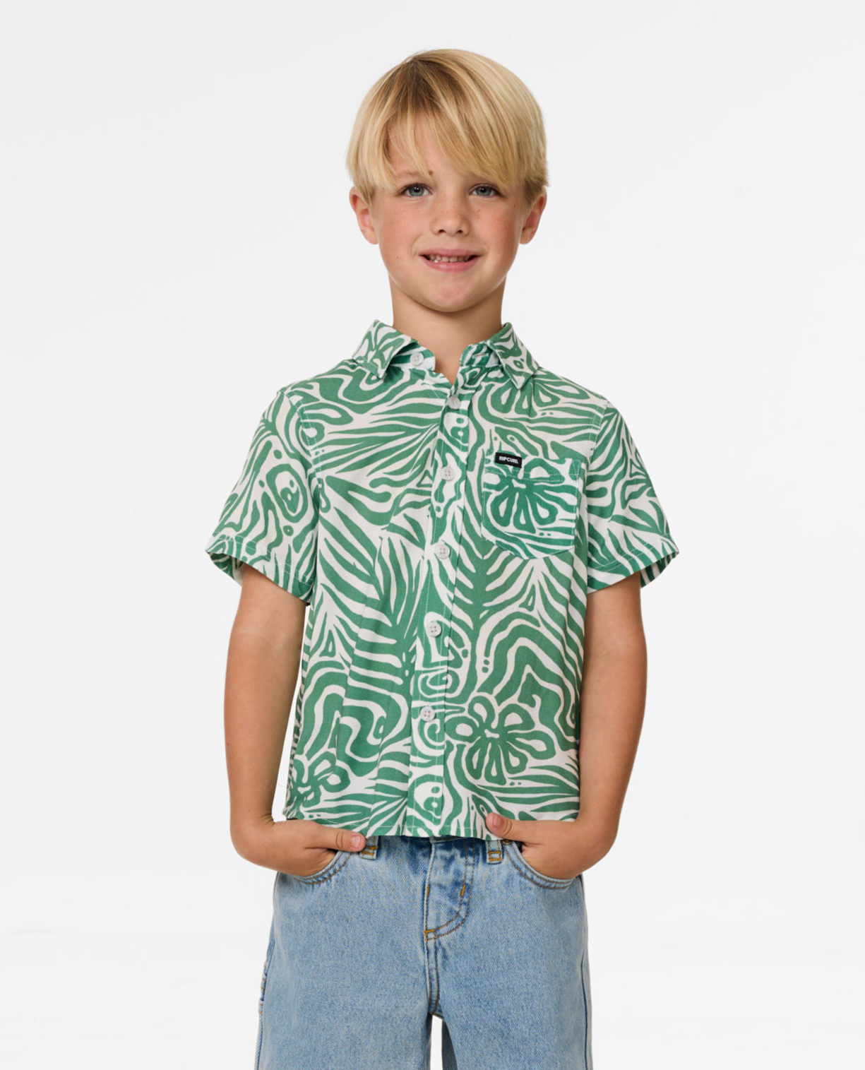 Rip Curl Cosmic Surfing S/S Shirt -Boy in GREEN