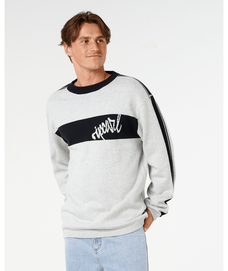Rip Curl Panel Beater Knit Crew in GREY MARLE