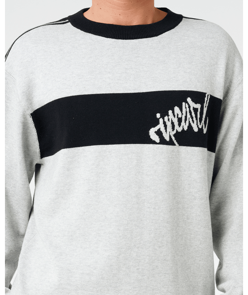 Rip Curl Panel Beater Knit Crew in GREY MARLE
