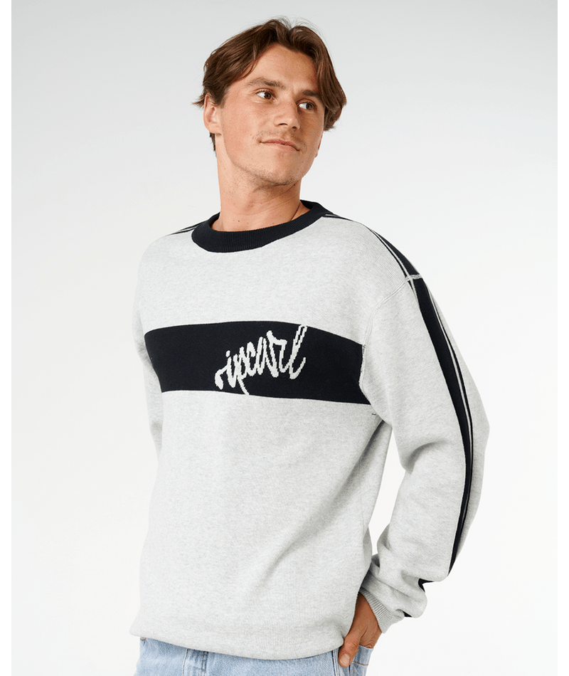 Rip Curl Panel Beater Knit Crew in GREY MARLE