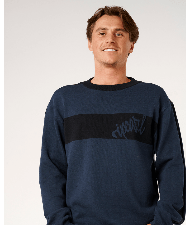 Rip Curl Panel Beater Knit Crew in DARK NAVY