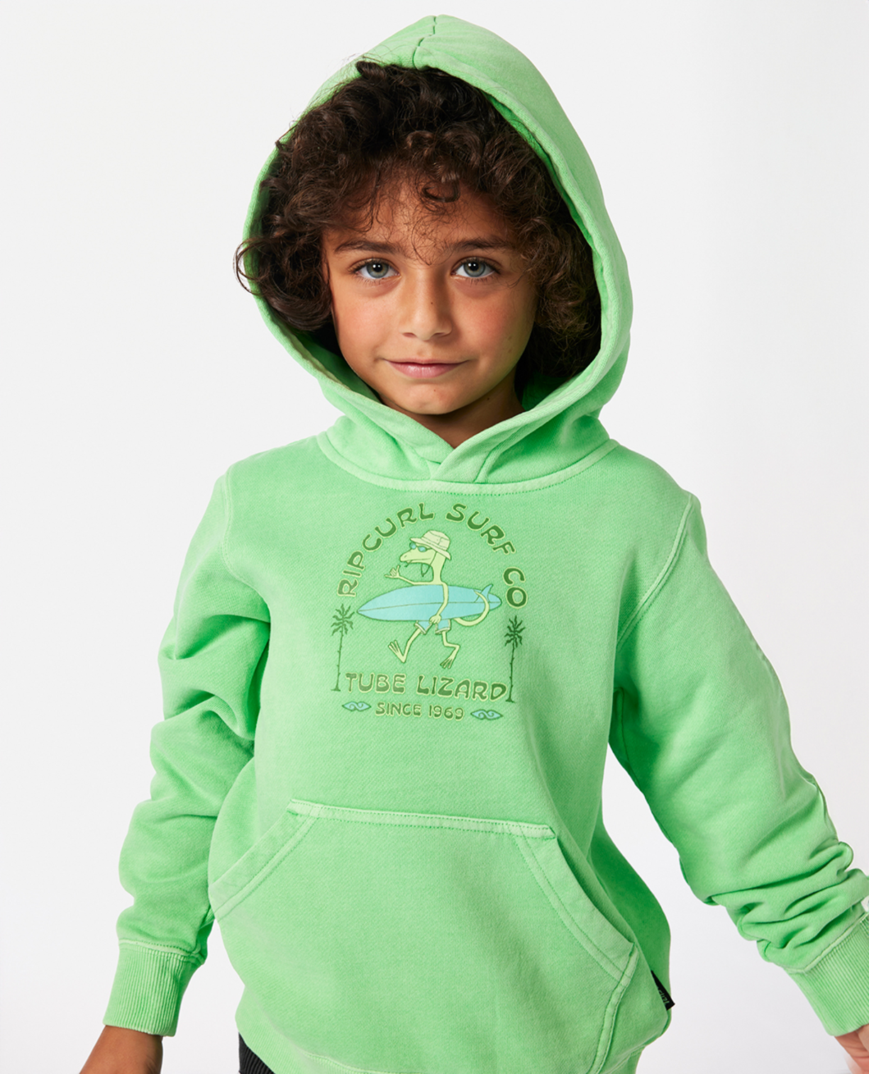 Rip Curl Grom Energy Art Hood - Boy in NEON GREEN