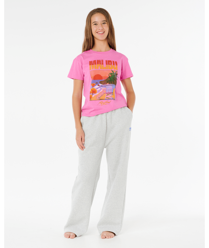 Rip Curl Surf Puff Wide Leg T Pant-Girl in LIGHT GREY MARLE
