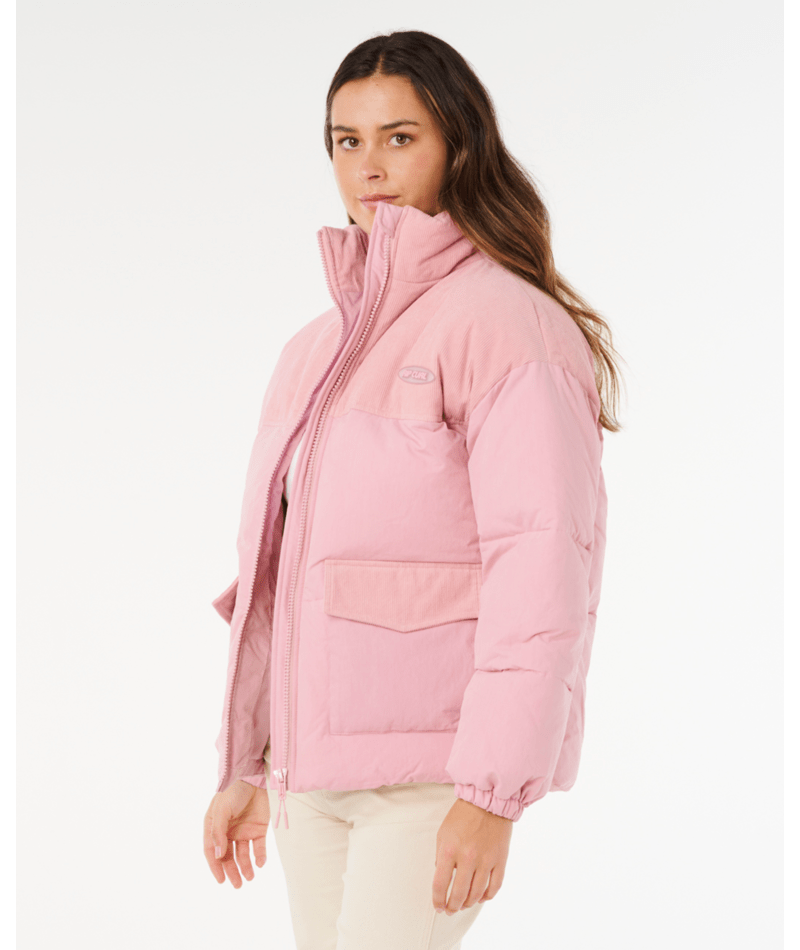 Rip Curl High Tide Mixed Cord Puffer in DUSTY PINK