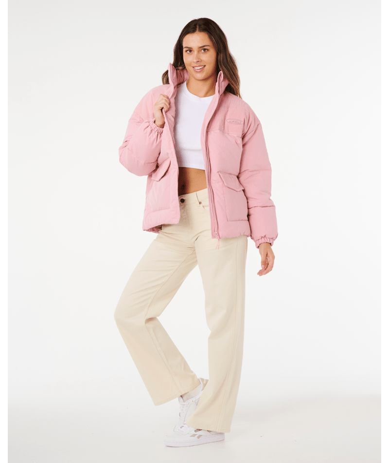 Rip Curl High Tide Mixed Cord Puffer in DUSTY PINK
