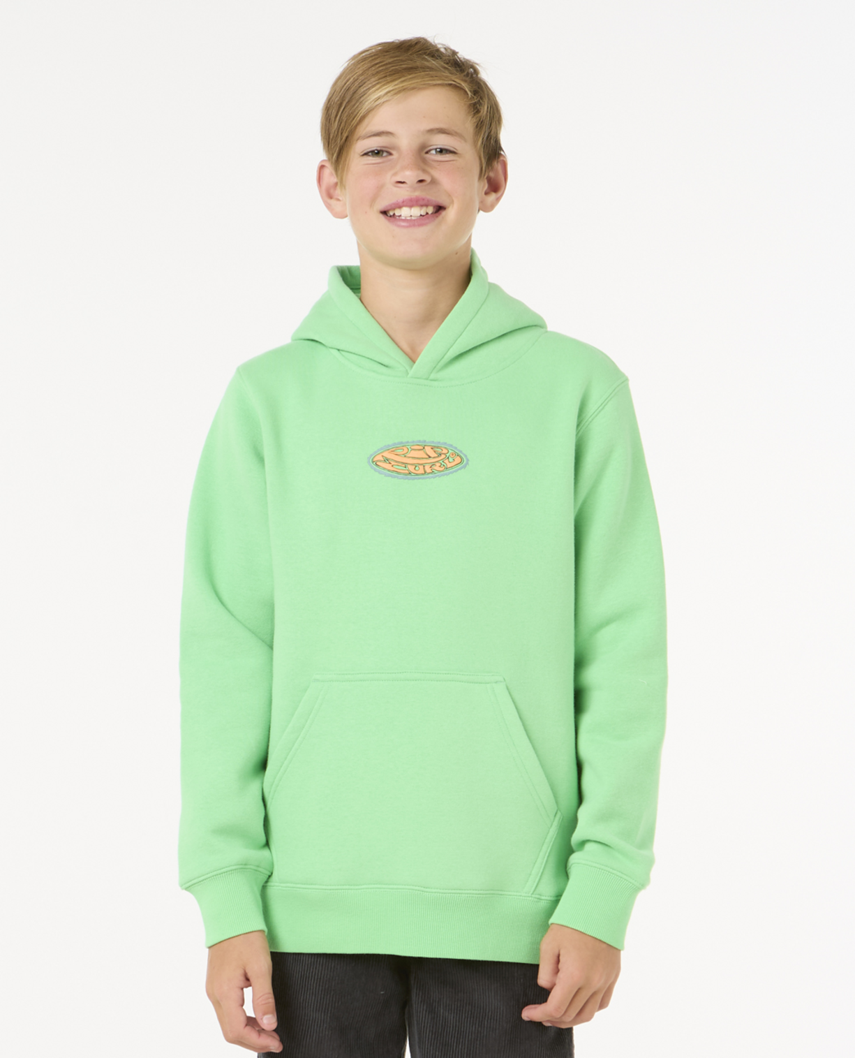 Rip Curl Raw Energy Logo Hood - Boy in NEON GREEN