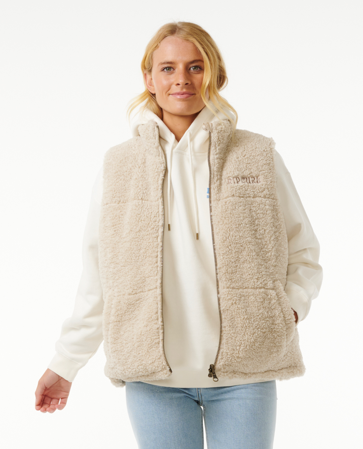 Rip Curl Soleil Revo Puffer Vest in NATURAL