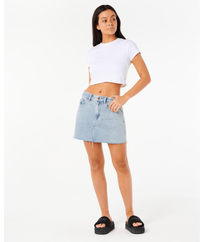 Rip Curl Tabby Denim Mini Skirt in VINTAGE BLUE