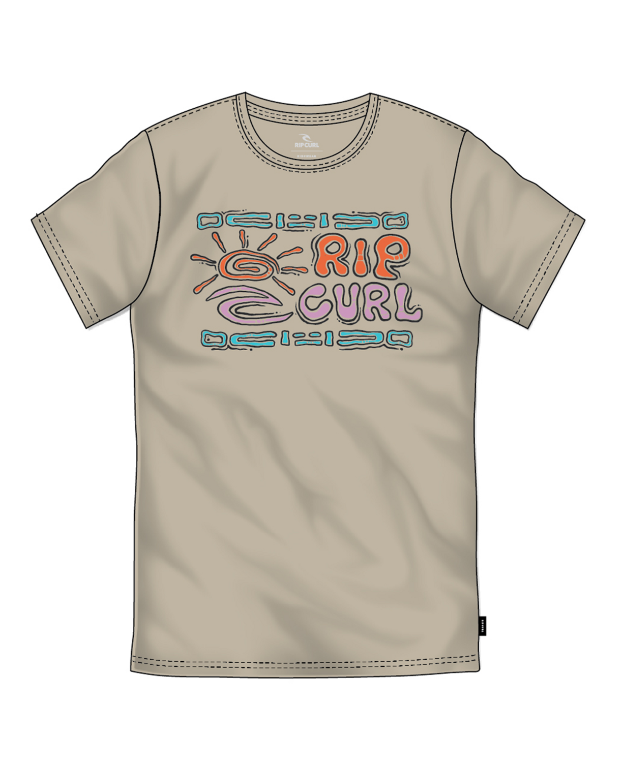 Rip Curl Cosmic Surfing Logo Tee -Boy in KHAKI SAND