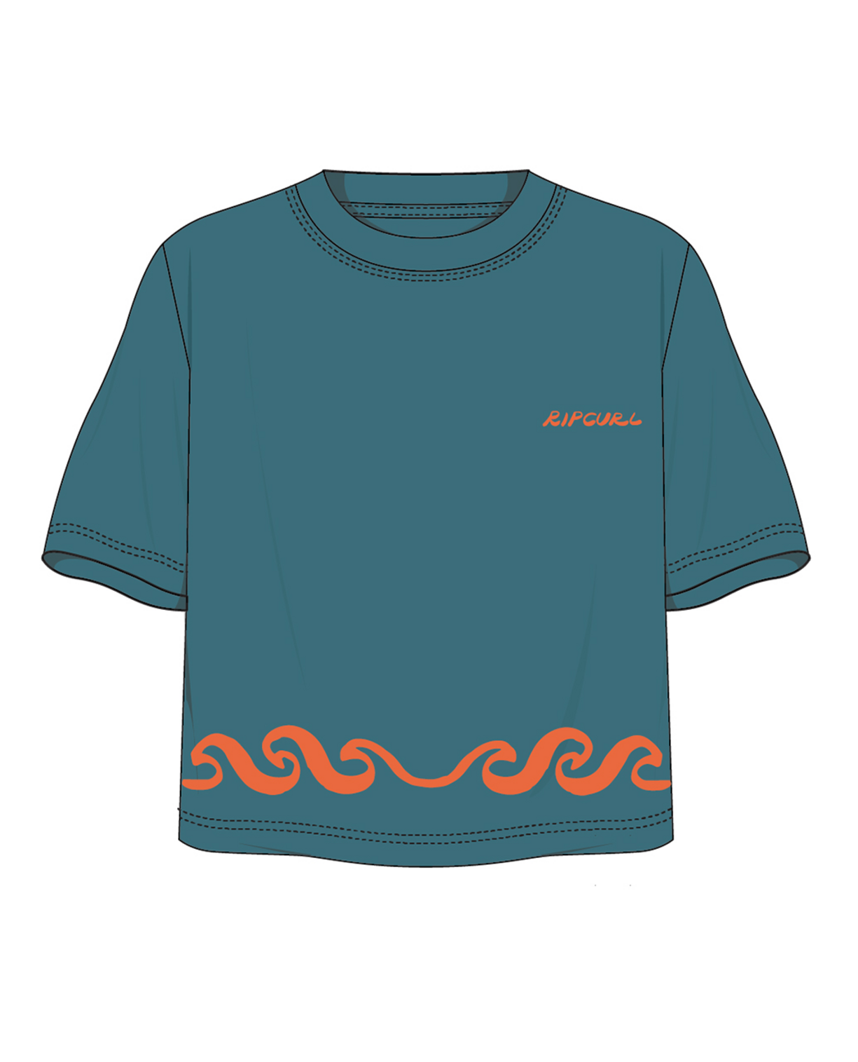 Rip Curl Cosmic Surfing Wave Tee-Kids in STORM BLUE