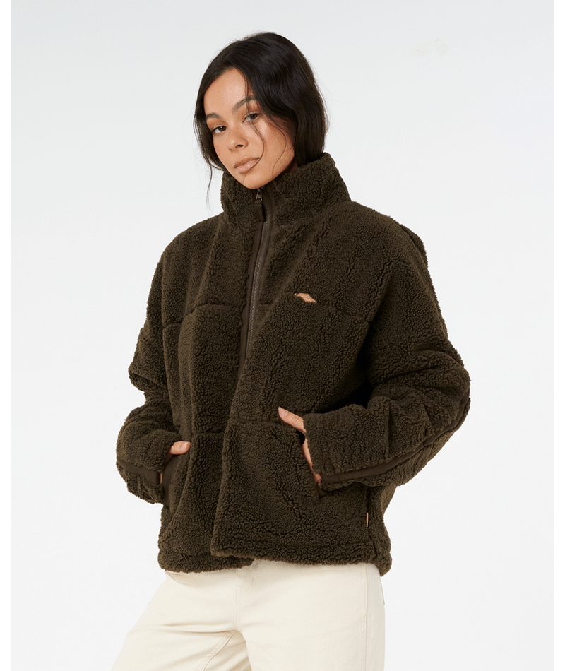 Rip Curl Cala Nights Sherpa Jacket in BLACK OLIVE