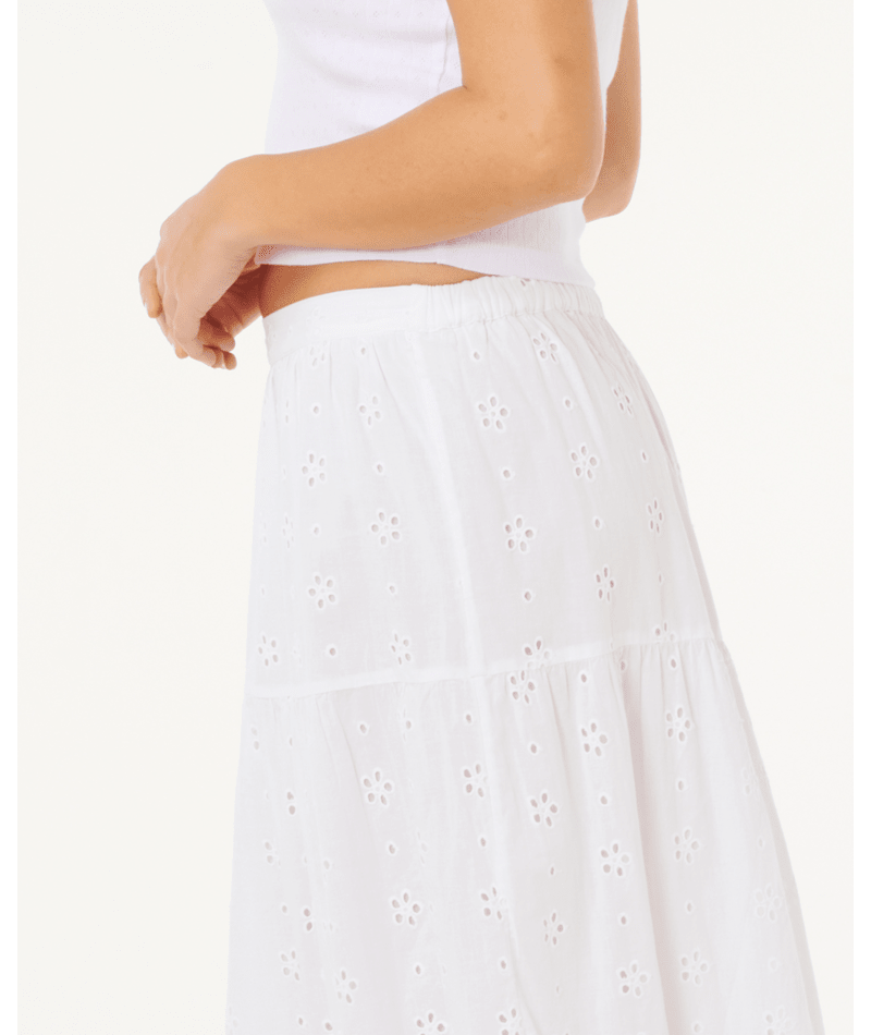 Rip Curl Oasis Broderie Maxi Skirt in WHITE