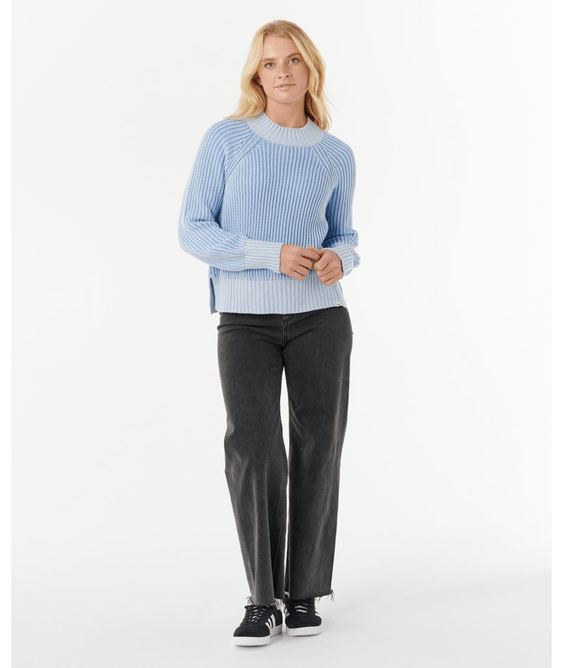 Rip Curl Keepsakes Plated Rib Sweater in BLUE