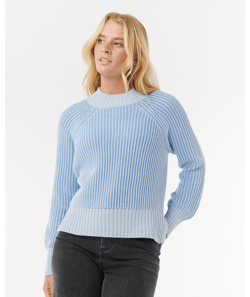 Rip Curl Keepsakes Plated Rib Sweater in BLUE