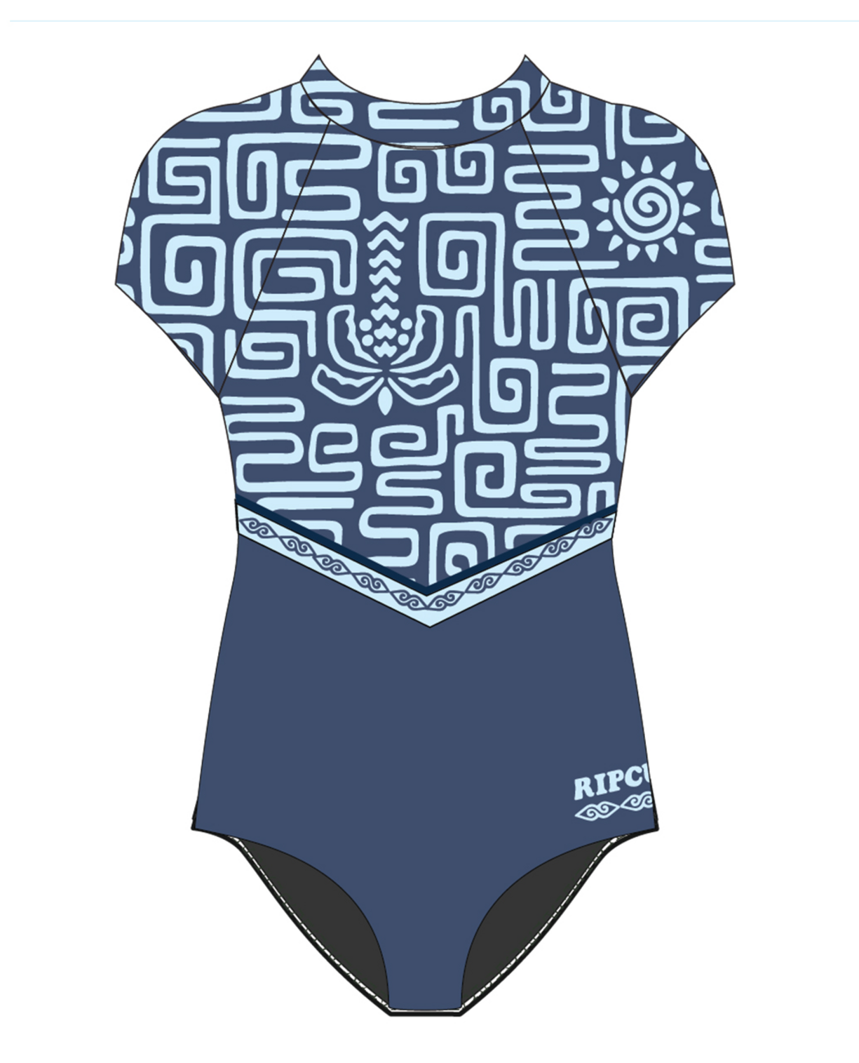 Rip Curl Sunset Luau Ss Surfsuit - Girl in Washed Navy