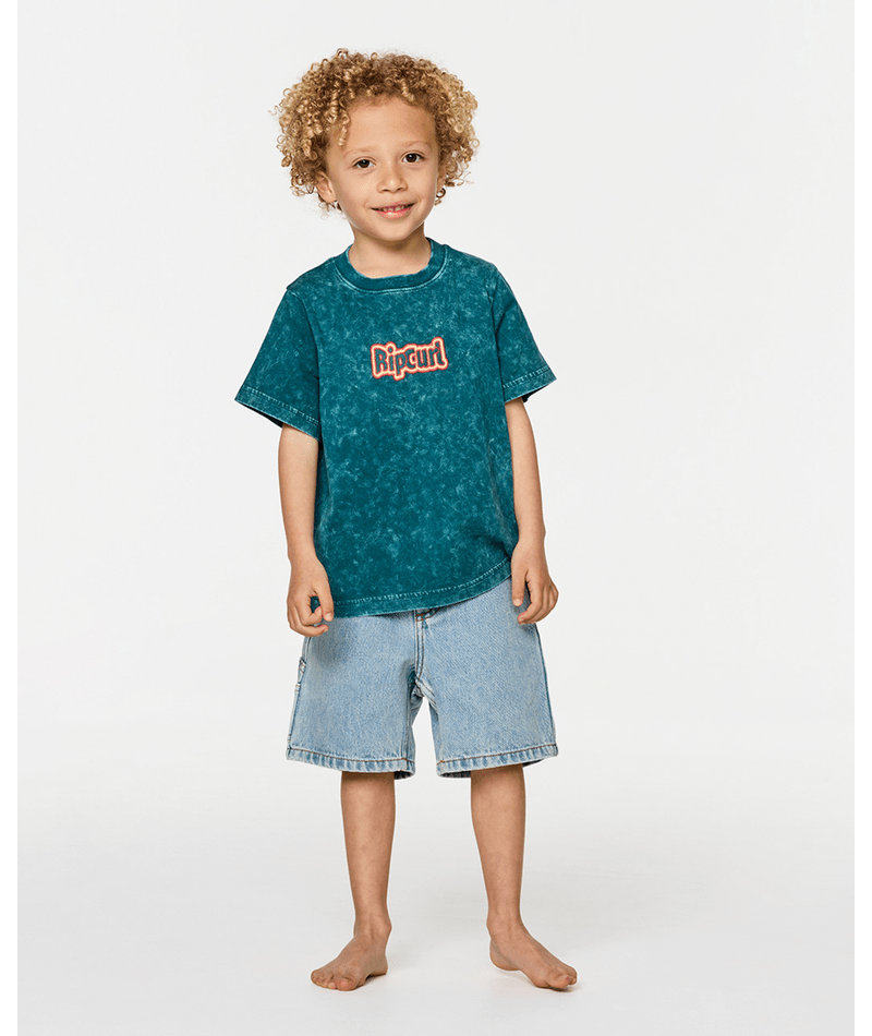 Rip Curl Paddle Out Wash Tee-Boy in BLUE GREEN