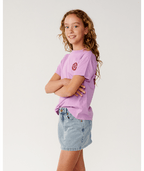 Rip Curl Surf Puff Relaxed Tee- Girl in BRIGHT LILAC