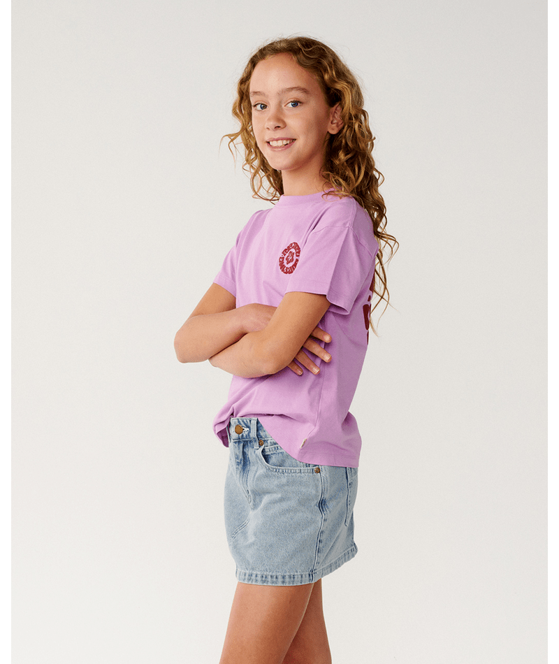 Rip Curl Surf Puff Relaxed Tee- Girl in BRIGHT LILAC