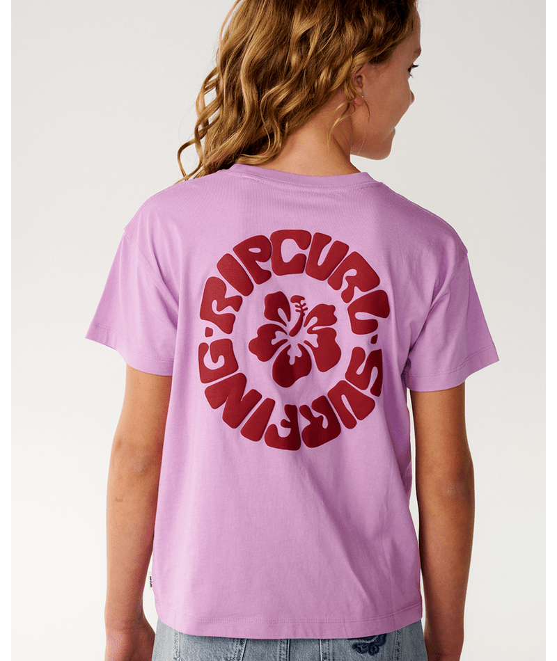 Rip Curl Surf Puff Relaxed Tee- Girl in BRIGHT LILAC
