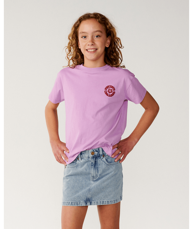 Rip Curl Surf Puff Relaxed Tee- Girl in BRIGHT LILAC
