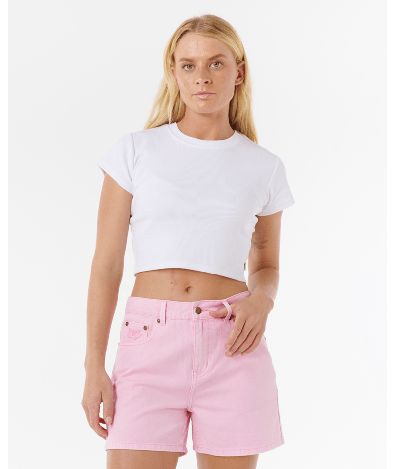 Rip Curl Tabby Denim Short in PINK