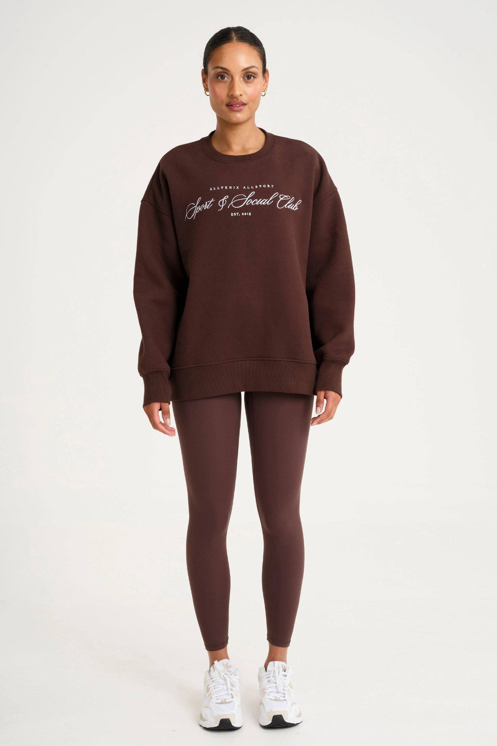 All Fenix Collegiate Graphic Crew Neck Jumper in Espresso
