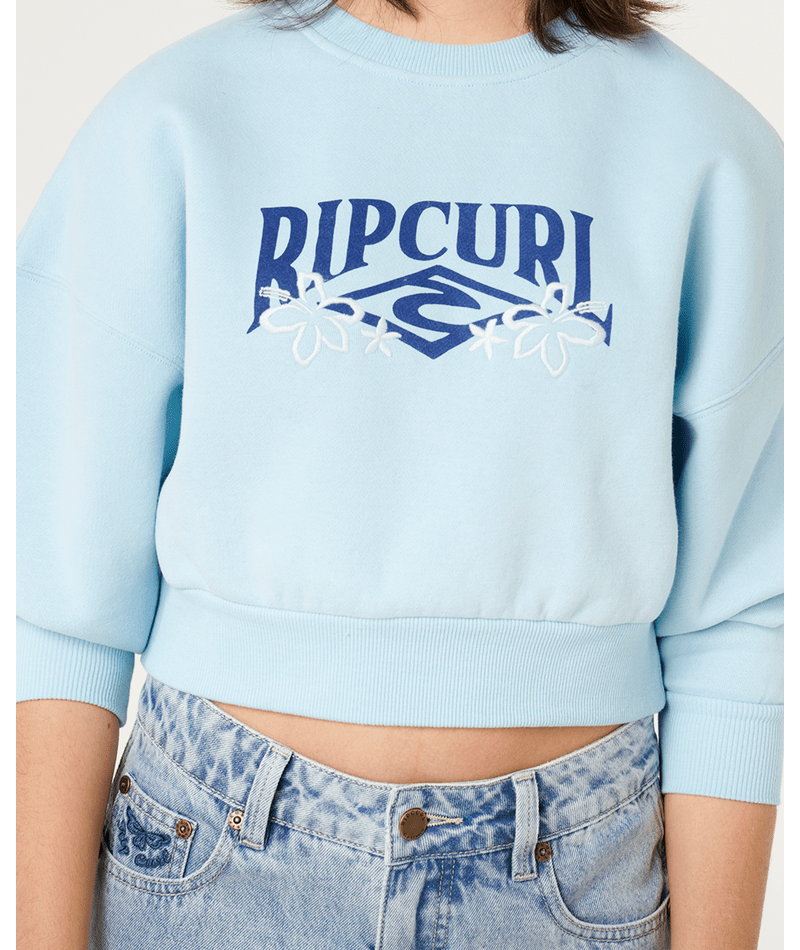 Rip Curl Tropical Cropped Crew - Girl in SKY BLUE