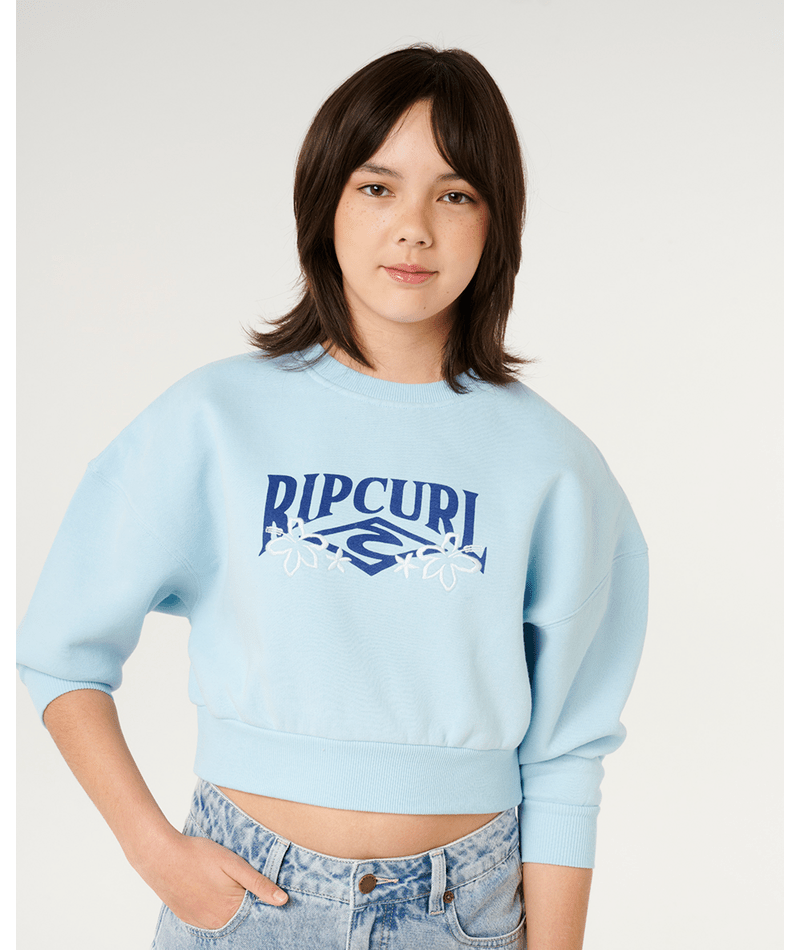 Rip Curl Tropical Cropped Crew - Girl in SKY BLUE