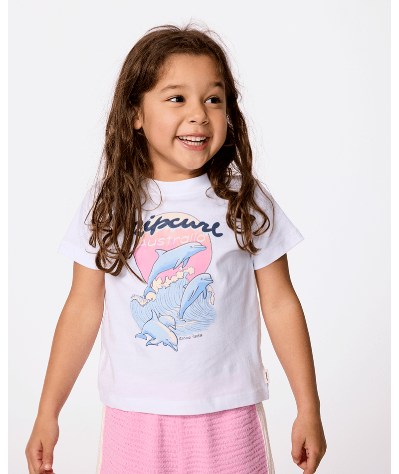 Rip Curl Dolphin Relaxed Tee-Girl in WHI AUST