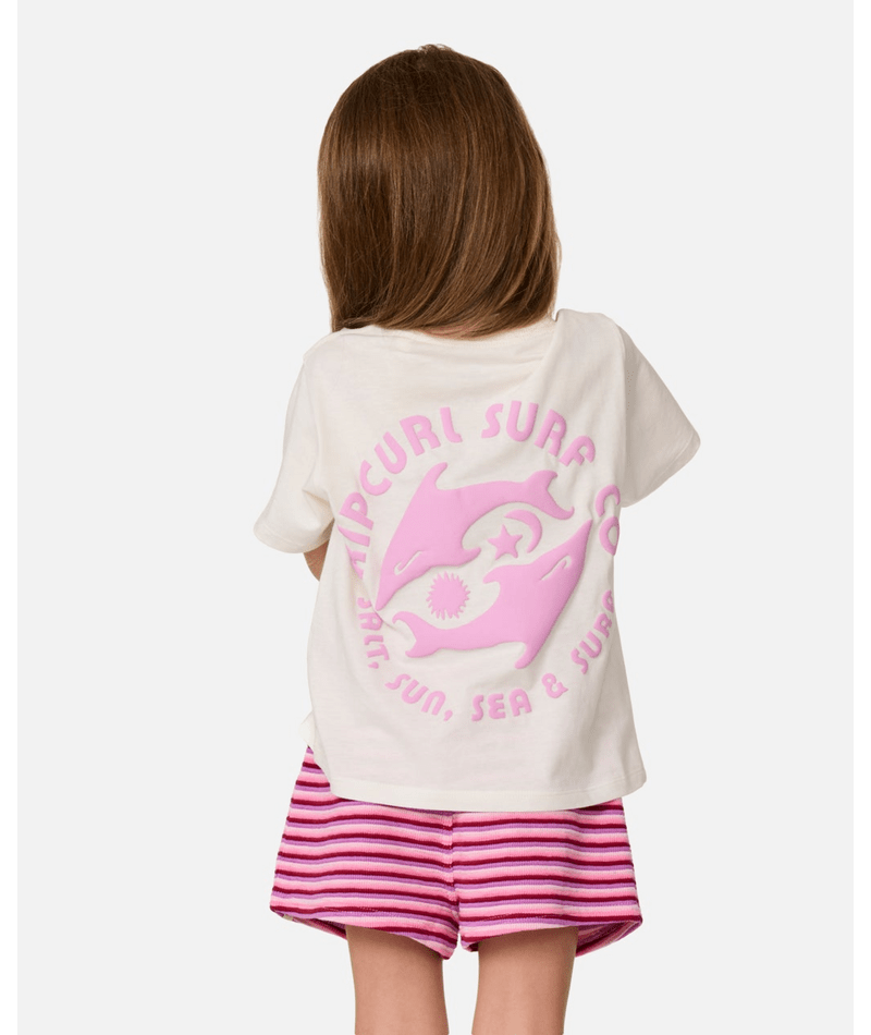 Rip Curl Surf Puff Standard Tee -Girl in Bone/Pink