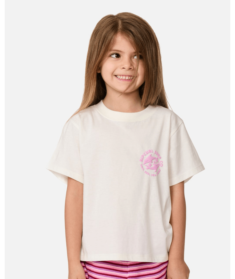 Rip Curl Surf Puff Standard Tee -Girl in Bone/Pink