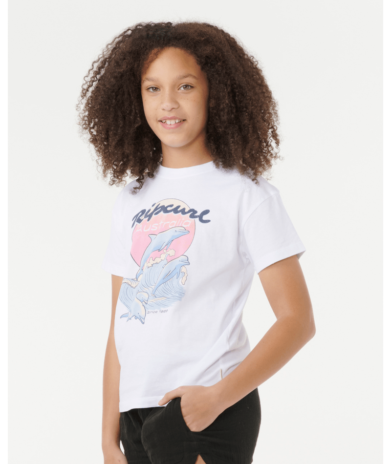 Rip Curl Dolphin Relaxed Tee-Girl in WHI AUST