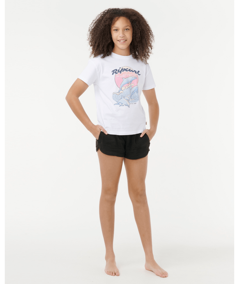 Rip Curl Dolphin Relaxed Tee-Girl in WHI AUST