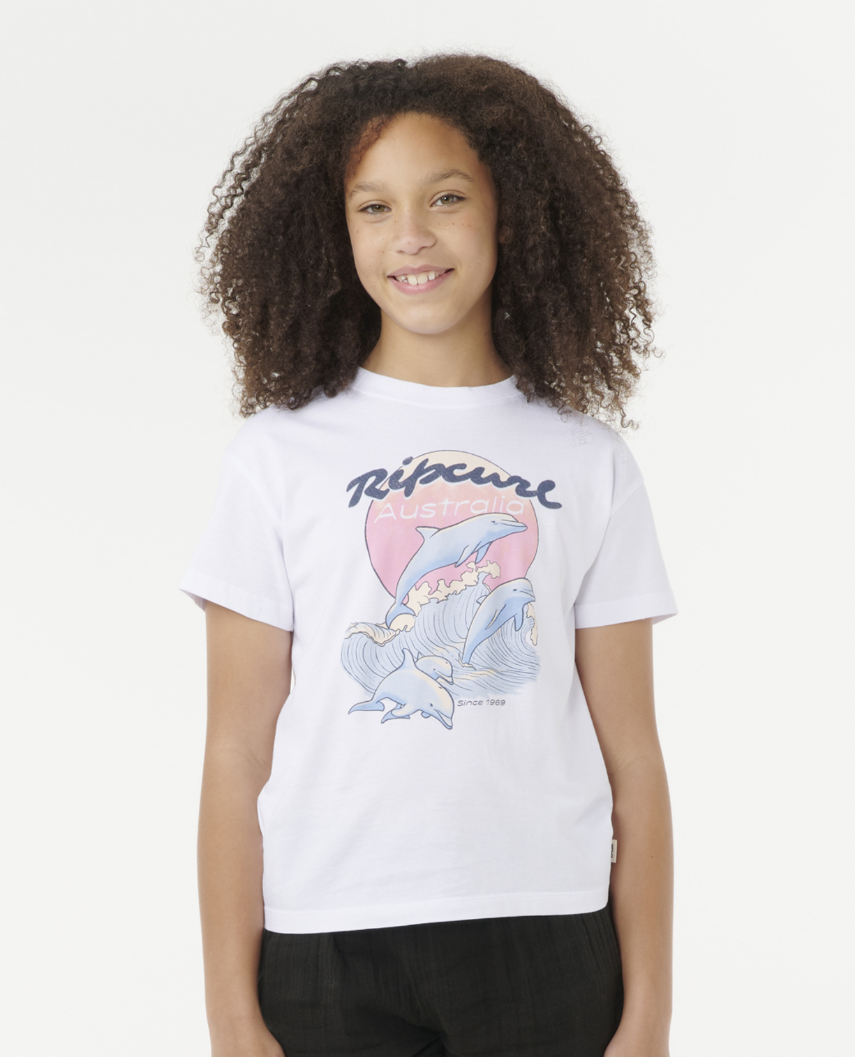 Rip Curl Dolphin Relaxed Tee-Girl in WHI AUST