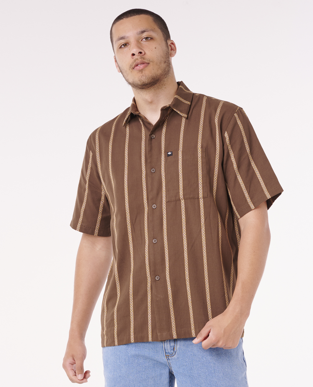 Rip Curl Classic Surf Stripe S/S Sjhirt in COFFEE