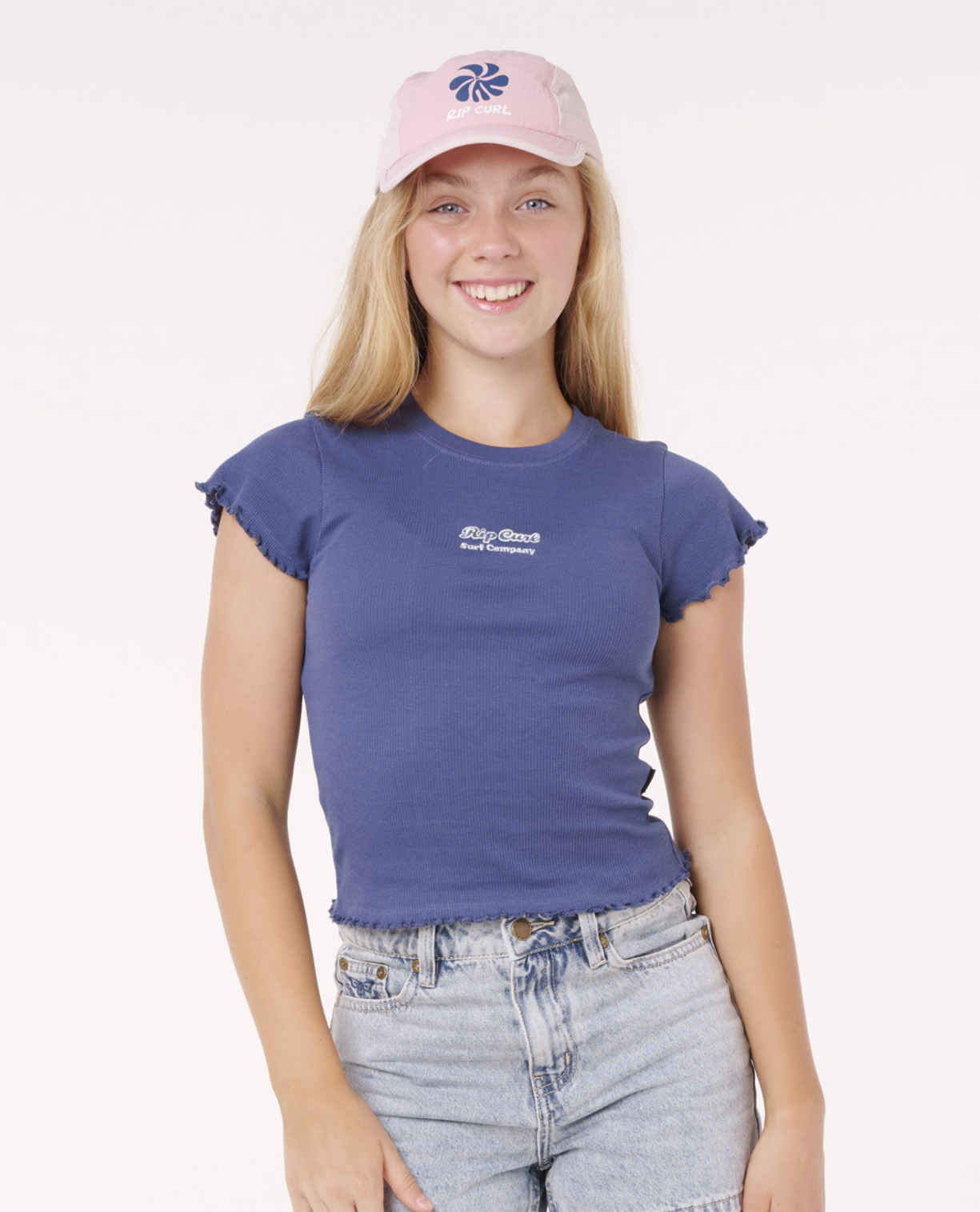 Rip Curl Paradise Club Rib Tee - Girl in Washed Navy